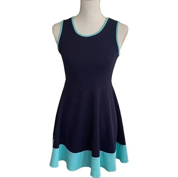 Mesmerized dress - navy and turquoise size M EUC - Picture 1 of 8